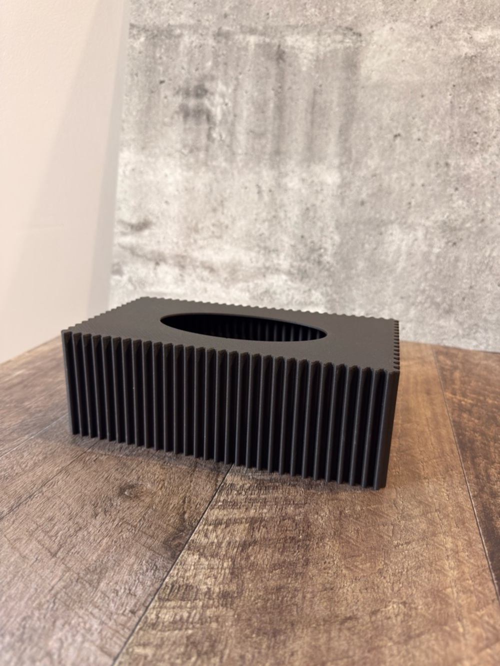 Black Ribbed Rectangular Tissue Box Cover